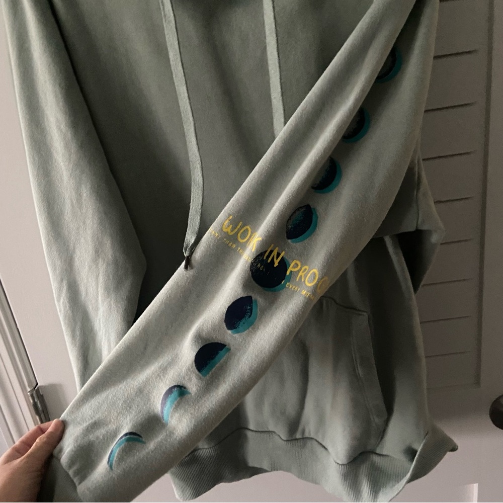No Boundaries Work in Progress Teal Hooded Sweatshirt Size XL - Picture 7 of 8